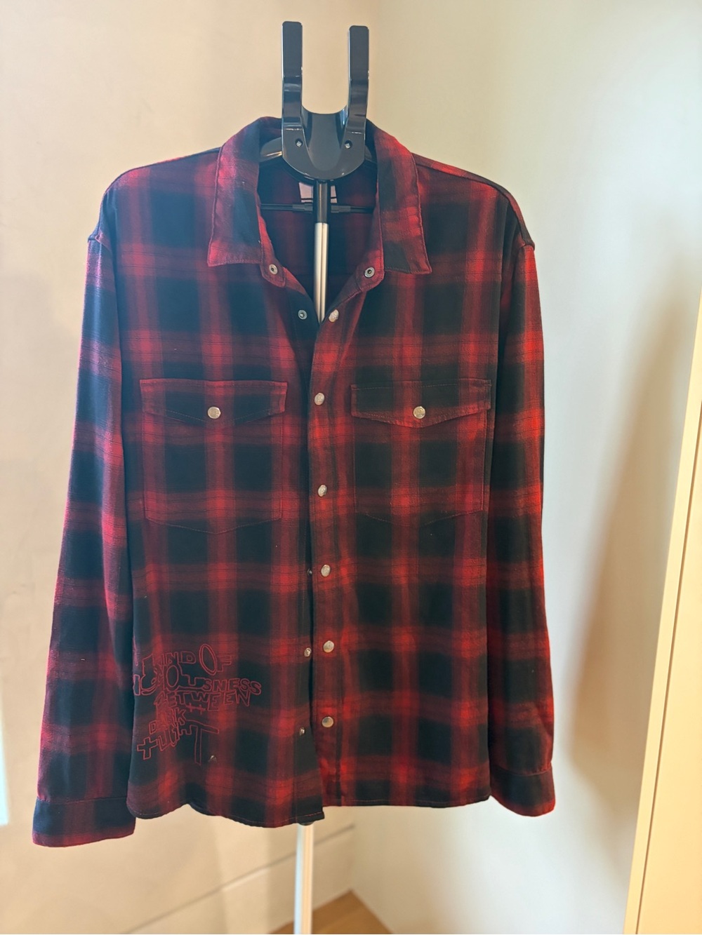 Ksubi Red & Black Plaid Button-Down Shirt